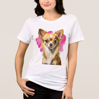 Cute Chihuahua na frente de Camisa Pink Cloud