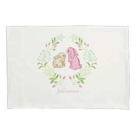 Cute Childs Wreath Bunny Pillowcase