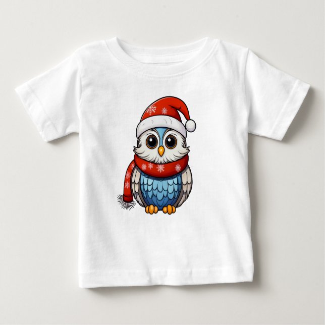 Cute Christmas Owl – Festive Kids T-Shirt Design (Frente)