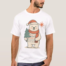 Cute Christmas Polar Bear T-Shirt | Scandinavian 