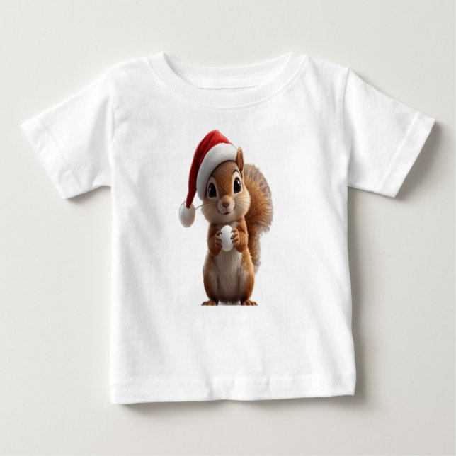Cute Christmas Squirrel Baby T-Shirt (Frente)