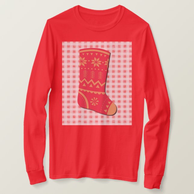 Cute Christmas Stocking Holiday Art on T-Shirt (Frente do Design)