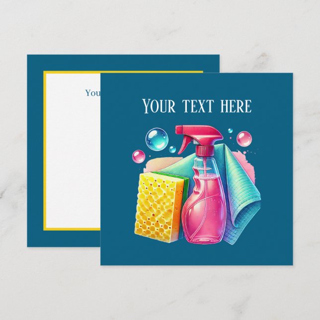 Cute cleaning business customizable Flat card (Frente/Verso)