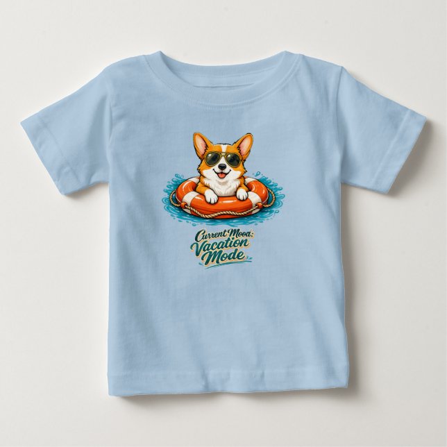 Cute Corgi Summer Vacation Mode T-Shirt (Frente)