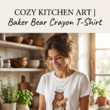 Cute Crayon Baker Bear Urso com Camiseta de Chef d