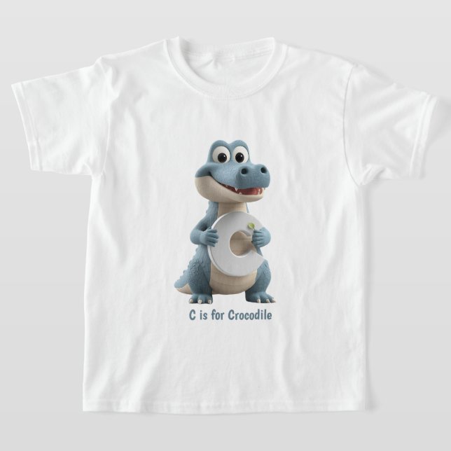Cute Crocodile Kids T-Shirt | C is for Crocodile A (Postura )