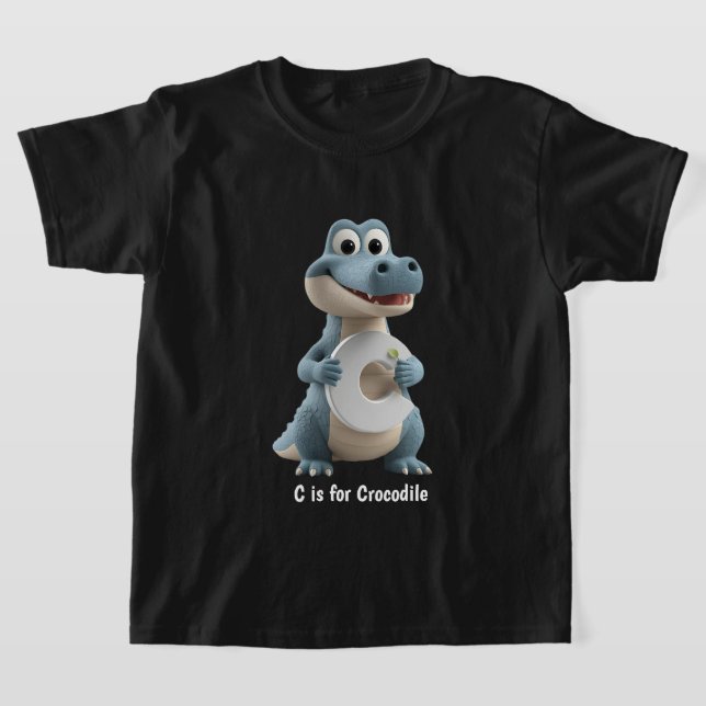 Cute Crocodile Kids T-Shirt | C is for Crocodile A (Postura )