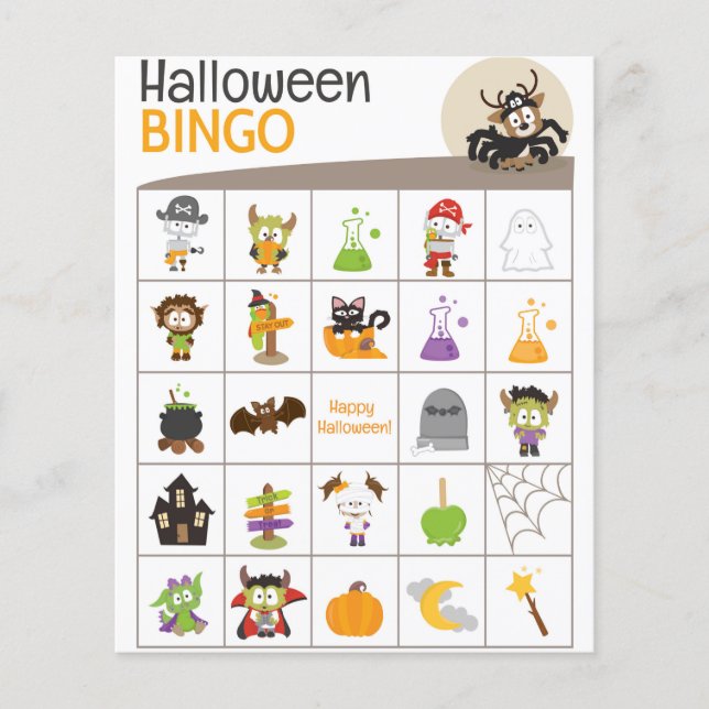 Cute Deer em roupa de aranha Halloween BINGO Conse (Frente)