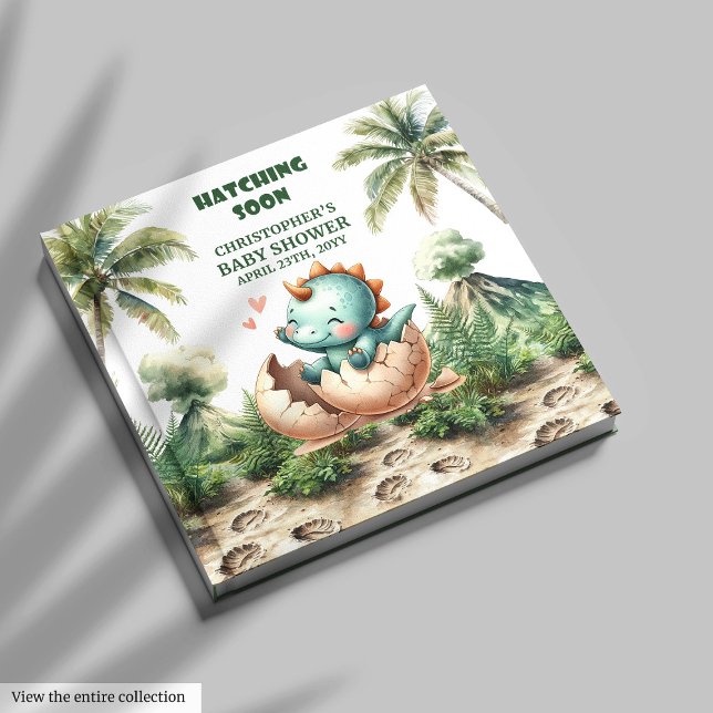 Cute Dino Hatching Brevemente Livro de Chás de fra (Cute Dino Hatching Soon Baby Shower Book)