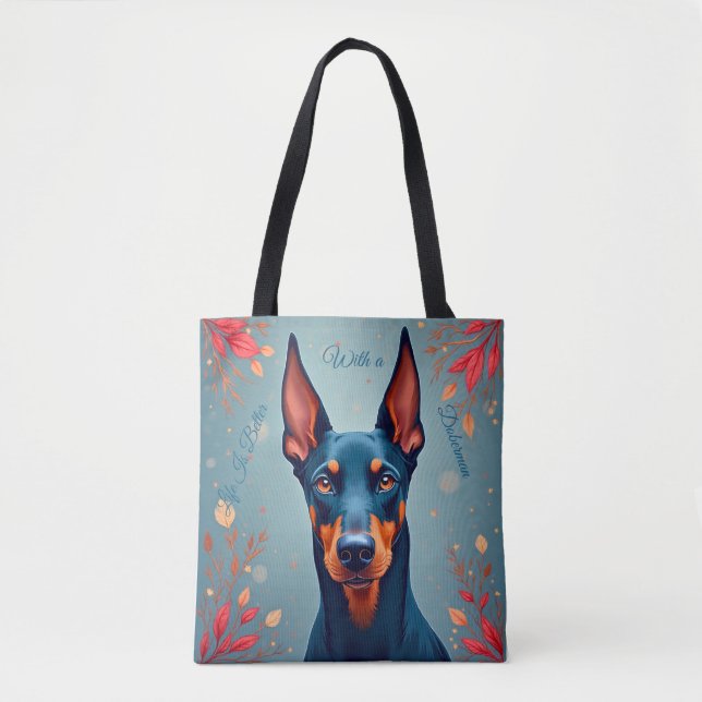 Cute Doberman Pinscher Tote Bag – Matching Pet Lov (Frente)