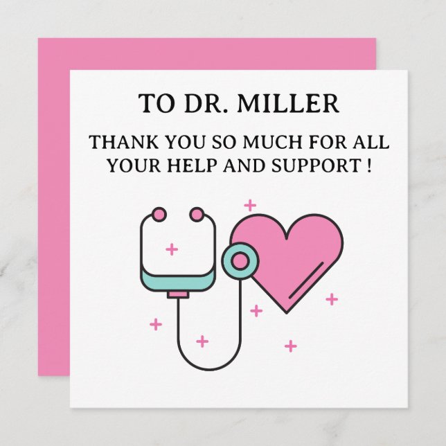 Cute Doctor Thank You Card (Frente/Verso)
