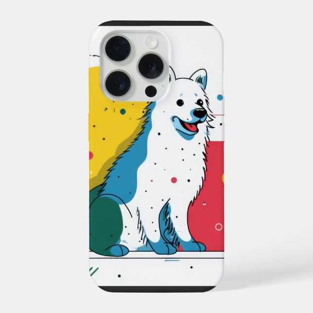 Cute dog sits in colorful art space (Verso)