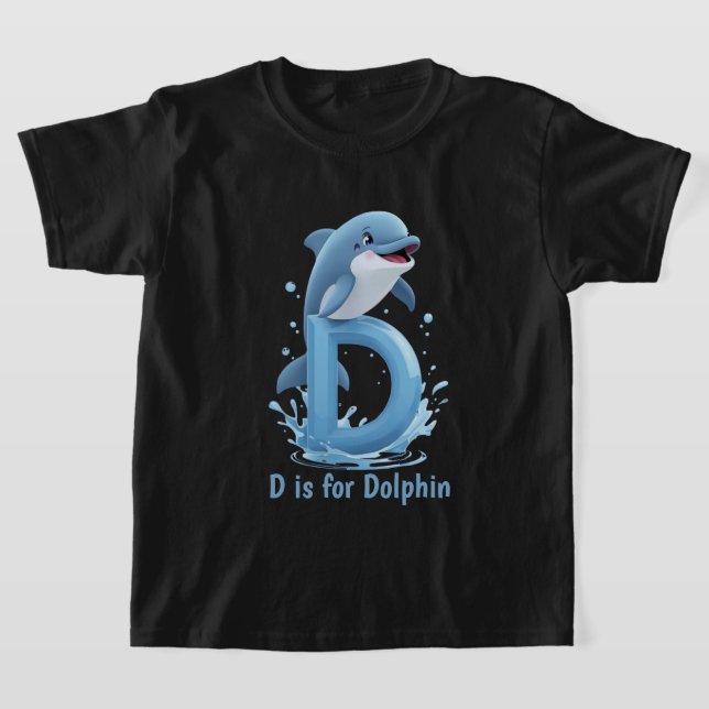 Cute Dolphin Kids T-Shirt | D is for Dolphin Alpha (Postura )