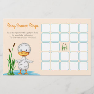 Cute Duckin a Pond Chá de fraldas Bingo Card