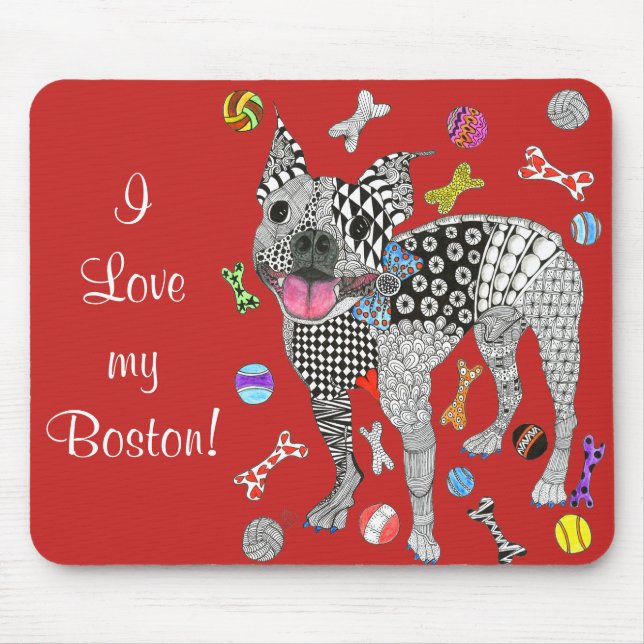 Cute e Adorável Terrier Mousepad de Boston (Frente)