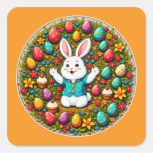 Cute Easter Bunny – Decorative Wreath Autocolante