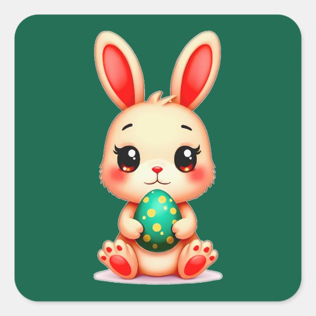 Cute Easter Bunny – Kawaii Rabbit with Autocolante (Frente)