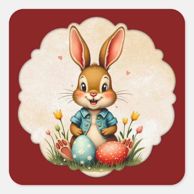 Cute Easter Bunny – Soft Frame - Autocolante (Frente)