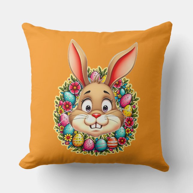 Cute Easter Bunny – Spring Flowers almofada (Frente)