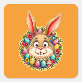 Cute Easter Bunny – Spring Flowers Autocolante