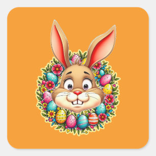 Cute Easter Bunny – Spring Flowers Autocolante