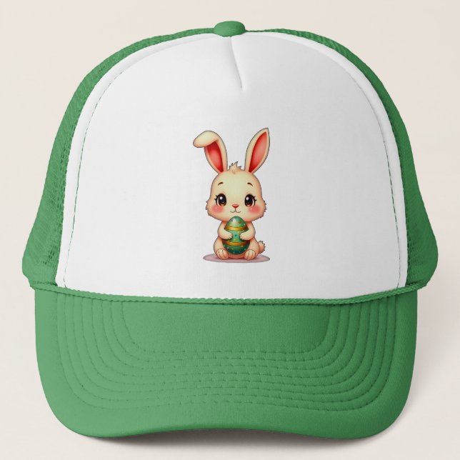 Cute Easter Bunny with Chocolate Egg boné (Frente)