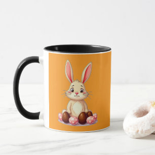 Cute Easter Bunny with Chocolate Eggs caneca