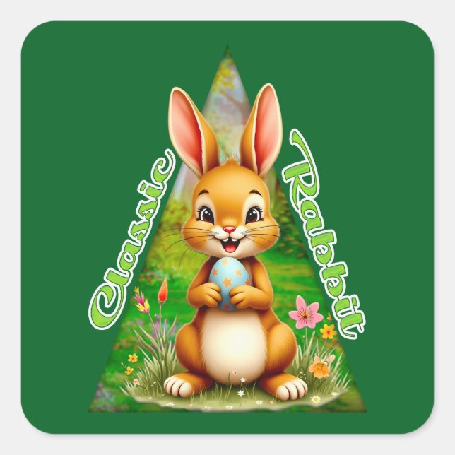Cute Easter Bunny with Colorful Eggs - Autocolante (Frente)