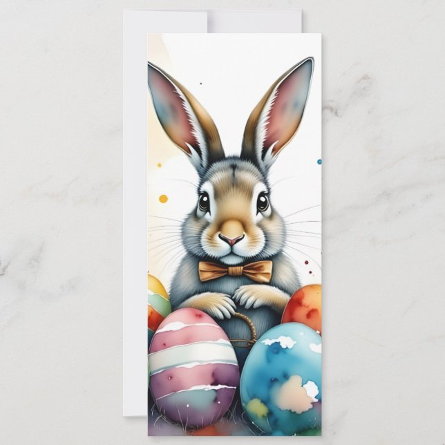 Cute Easter Bunny with Colorful Painted Eggs (Frente)