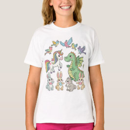 Cute Fantasy Animal Friends T-Shirt for Kids