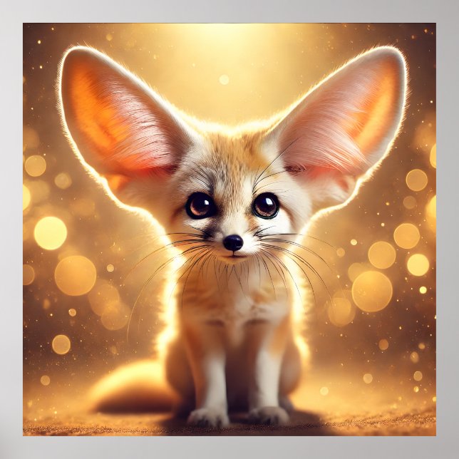 Cute Fennec Fox Fantasy Poster Adorável Wall Art (Frente)