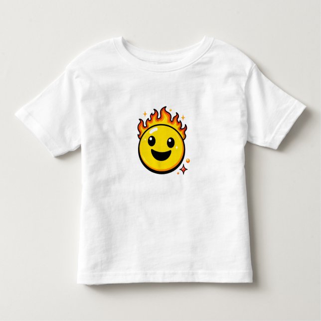 Cute Fire Smiley Y2K Toddler T-Shirt (Frente)