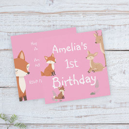Cute Forest Friends Birthday Invitation 