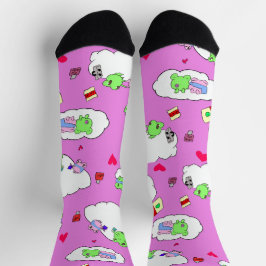 Cute Frog valentine Date Crew Socks