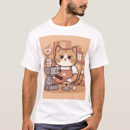 Cute Funny Cozy Barista Cat & Coffee T-shirt
