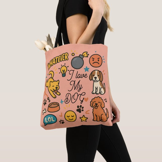 Cute Funny Dog Lover Tote Bag (Close Up)