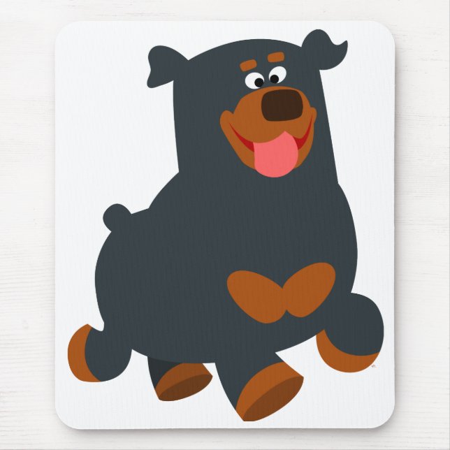 Cute Gamboling Cartoon Rottweiler Mousepad (Frente)