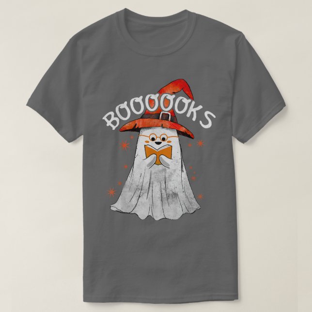 Cute Ghost Reading Booooks Top Book Teacher Hallow (Frente do Design)
