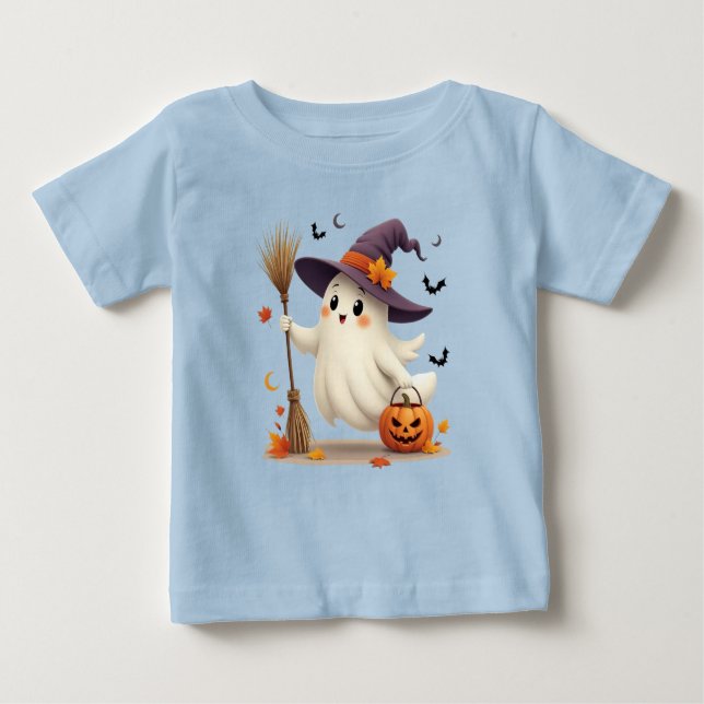 Cute Ghost Witch Halloween Toddler T-Shirt (Frente)