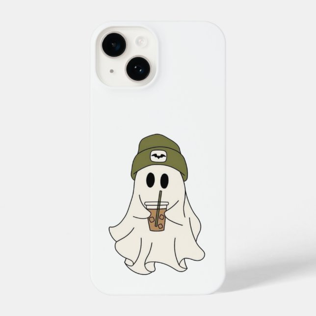 Cute Ghost with Beanie & Drink – Halloween Case  (Verso)