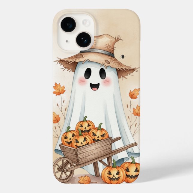 Cute Ghost with Pumpkins Phone Case - Adorable Hal (Verso)