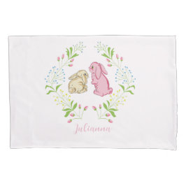 Cute Girl Wreath Bunny Pillowcase