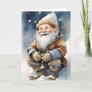 Cute Gnome No Inverno Cartão De Boas Festas Dobrad
