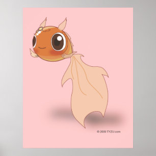 Cute Goldfish Funny Anime Cartoon Character Poster