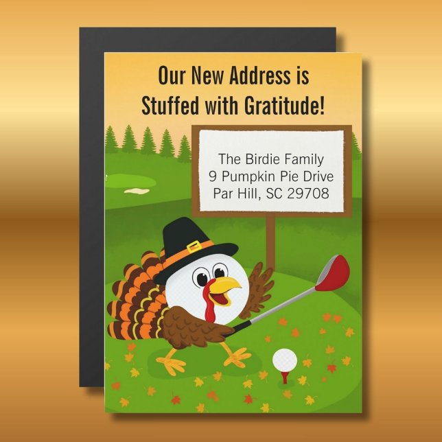 Cute Golf Ball Thanksgiving Moving Announcement (Criador carregado)
