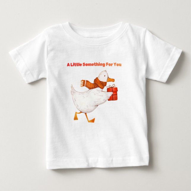 Cute Goose Holding Gift Baby T-Shirt  (Frente)