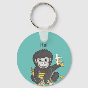 Cute Gorilla Animal Name Chaveiro