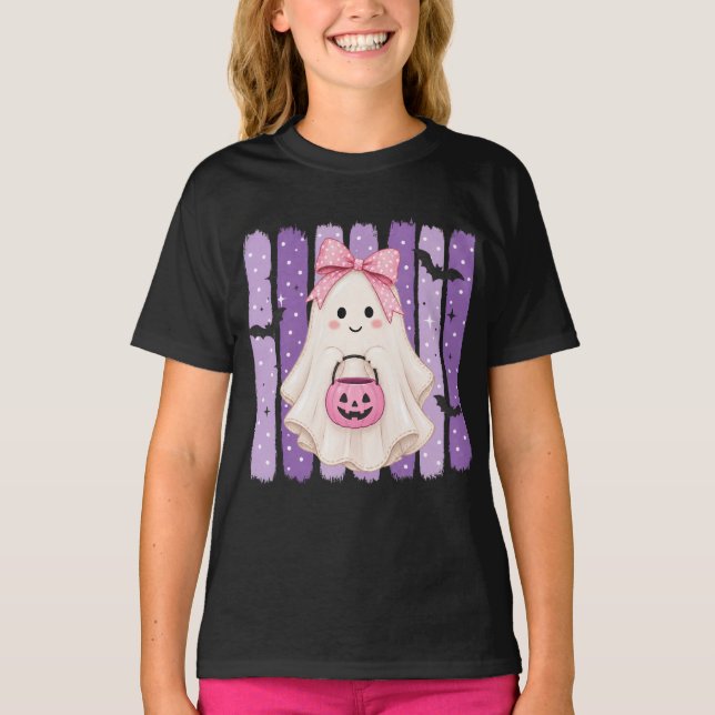 Cute Halloween Ghost Girls T-Shirt (Frente)
