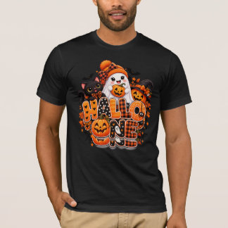 Cute Halloween Ghost Pumpkin Black T-Shirt – Feliz