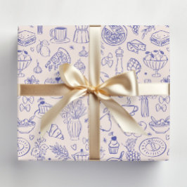 Cute Hand Drawn Italian Food and Flowers Kitchen